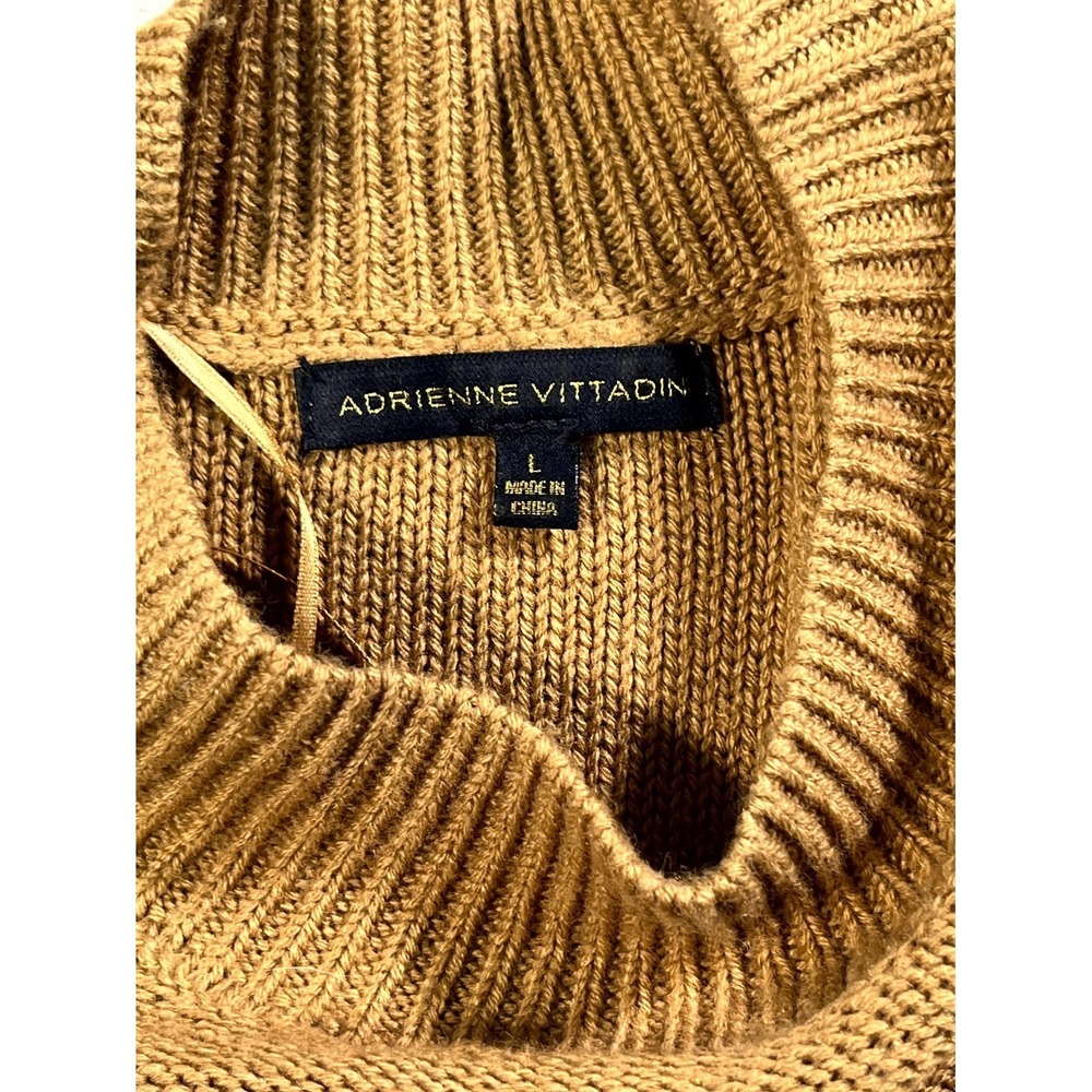 Adrienne Vittadini Sweater Dress Womens Large Brown Acrylic Cable Knit Mock Neck - Picture 4 of 7